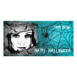 Add Image Halloween Photo Card Blue