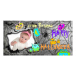 Add Image Monster Pets Halloween Photo Card Grey