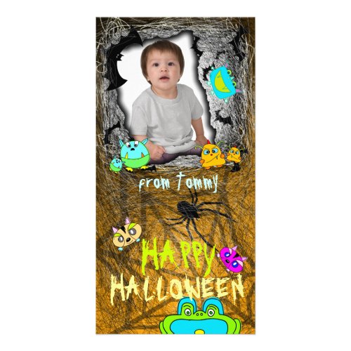 Add Image Monster Pets Halloween Photo Card Orange photocard