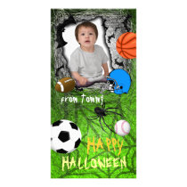 Add Image Sport Halloween Photo Card Green