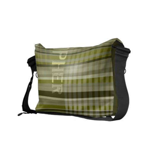 Add Name Green Stripe Messenger Bag