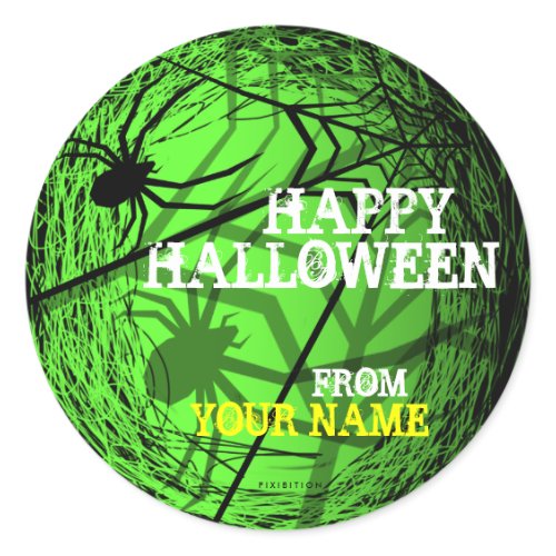Add Name Spider Web Halloween Sticker Green sticker