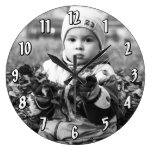 Add Vertical Photo - number template Round Wallclock