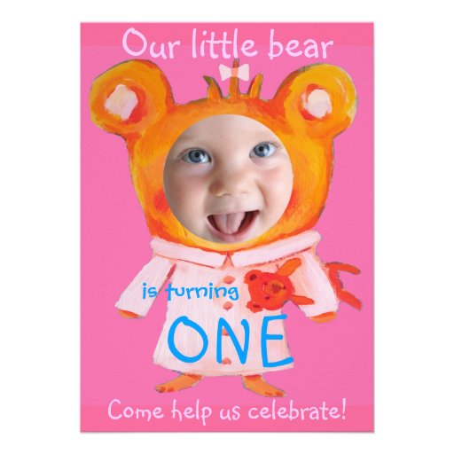 add your baby girl's photo cute funny 1st birthday personalized announcement