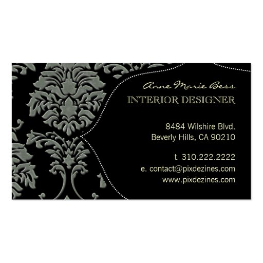 Add your background color, faux silver damask business card templates (back side)