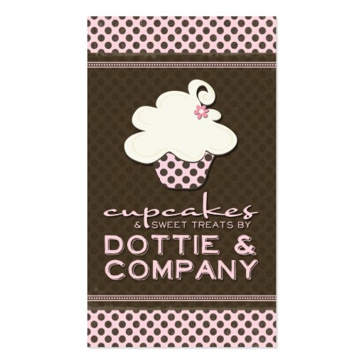Add Your Logo Pink & Brown Polka Dots Business Car Business Card Templates