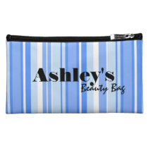 Add Your Name, Blue Striped Beauty Bag bagettes bags