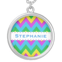 Add Your Name, Colorful Chevron Pattern Necklace necklaces