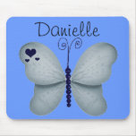 Add Your Name Dark Blue Butterfly Mouse Pad