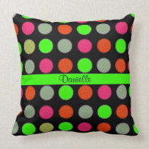 Add Your Name Green Polka Dots Decorative Pillow