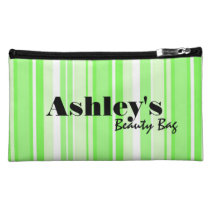 Add Your Name, Green Striped Beauty Bag bagettes bags