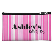 Add Your Name, Pink Striped Beauty Bag bagettes bags