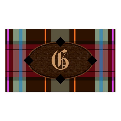 Add Your Own Monogram Preppy Plaid Business Cards (front side)