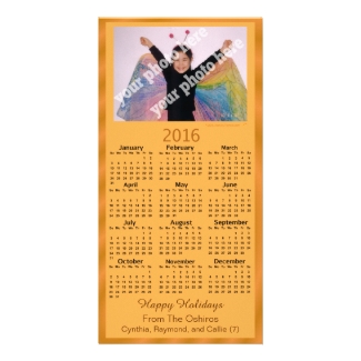 Add Your Own Photo 2016 Calendar Card Orange