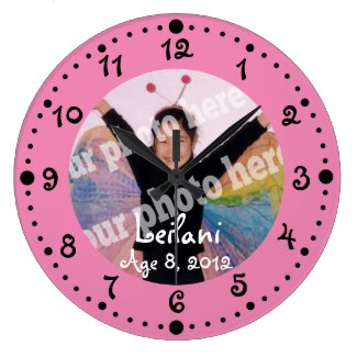 Add Your Own Photo Cute Pink Clock W/ Minutes
