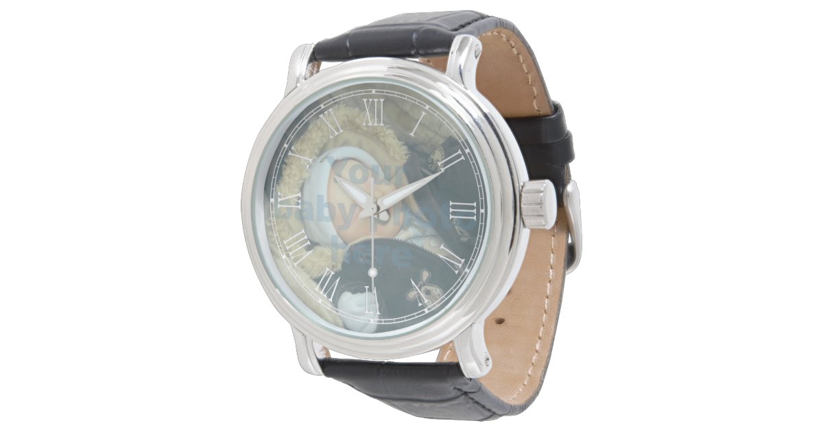 Add your own photo Roman numeral face white watch Zazzle