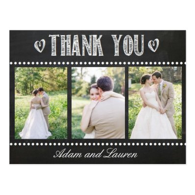 Add Your Own Photos Chalkboard Thank You Postcard