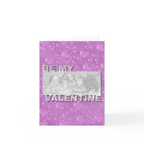 ADD Your Photo Be My Valentine Frame - Purple Hear Greeting Cards