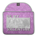 ADD Your Photo Be My Valentine Frame - Purple Hear Macbook Pro Sleeves