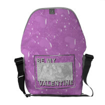 ADD Your Photo Be My Valentine Frame - Purple Hear Commuter Bags