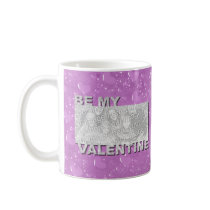 ADD Your Photo Be My Valentine Frame - Purple Hear Mugs