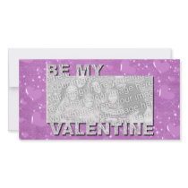 ADD Your Photo Be My Valentine Frame - Purple Hear Customized Photo Card