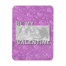 ADD Your Photo Be My Valentine Frame - Purple Hear Rectangular Magnets