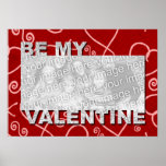 ADD Your Photo Be My Valentine Frame - Red Hearts Poster