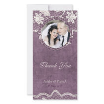 Add Your Photo Elegant Lace on Violet Background T Picture Card