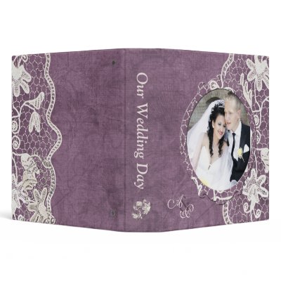 Add Your Photo Elegant Lace Texture Lovers Wedding 3 Ring Binders by WeddingDreamland