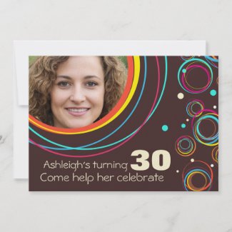 Add your photo funky 30th birthday invite