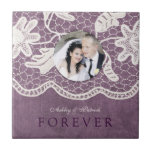 Add Your Photo Lace Texture FOREVER Wedding Gift Ceramic Tile