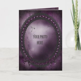 Add your photo romantic purple Gothic frame card