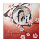 Add Your Photo Sakura FOREVER Wedding Gift Ceramic Tile