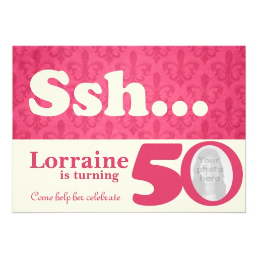 Add your photo ssh surprise 50th birthday invite