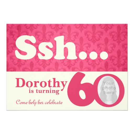 Add your photo ssh surprise 60th birthday invite (front side)