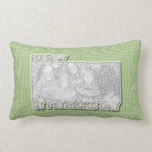 ADD YOUR PHOTO St Pats Cut Out Frame - Gingham Throw Pillows