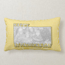ADD YOUR PHOTO St Pats Cut Out Frame Yellow Clover Throw Pillow