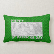 ADD YOUR PHOTO St Pats Day - Shamrocks Throw Pillows