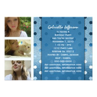 Add Your Picture: Blue Sparkle Party Invitation