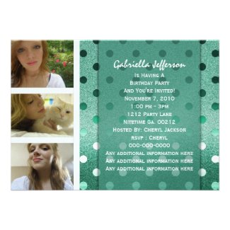 Add Your Picture:Green Sparkle Party Invitation