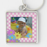Add Your Picture: Pink and White Frame Keychain