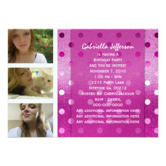 Add Your Picture: Pink Sparkle Party Invitation