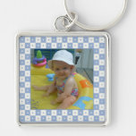 Add Your Picture: Purple and White Frame Keychain