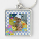 Add Your Picture: Purple and White Frame Keychain