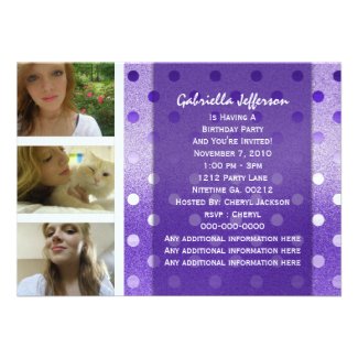 Add Your Picture: Purple Sparkle Party Invitation