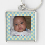 Add Your Picture: Yellow and Blue Frame Keychain