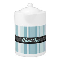 Add Your Text Blue Stripes Teapot