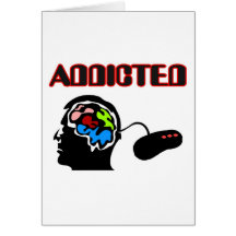Addicted-Gamer Brain Plug In Greeting Card