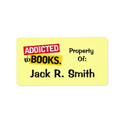 Addicted To Books Label Bookplate Stickers Gift